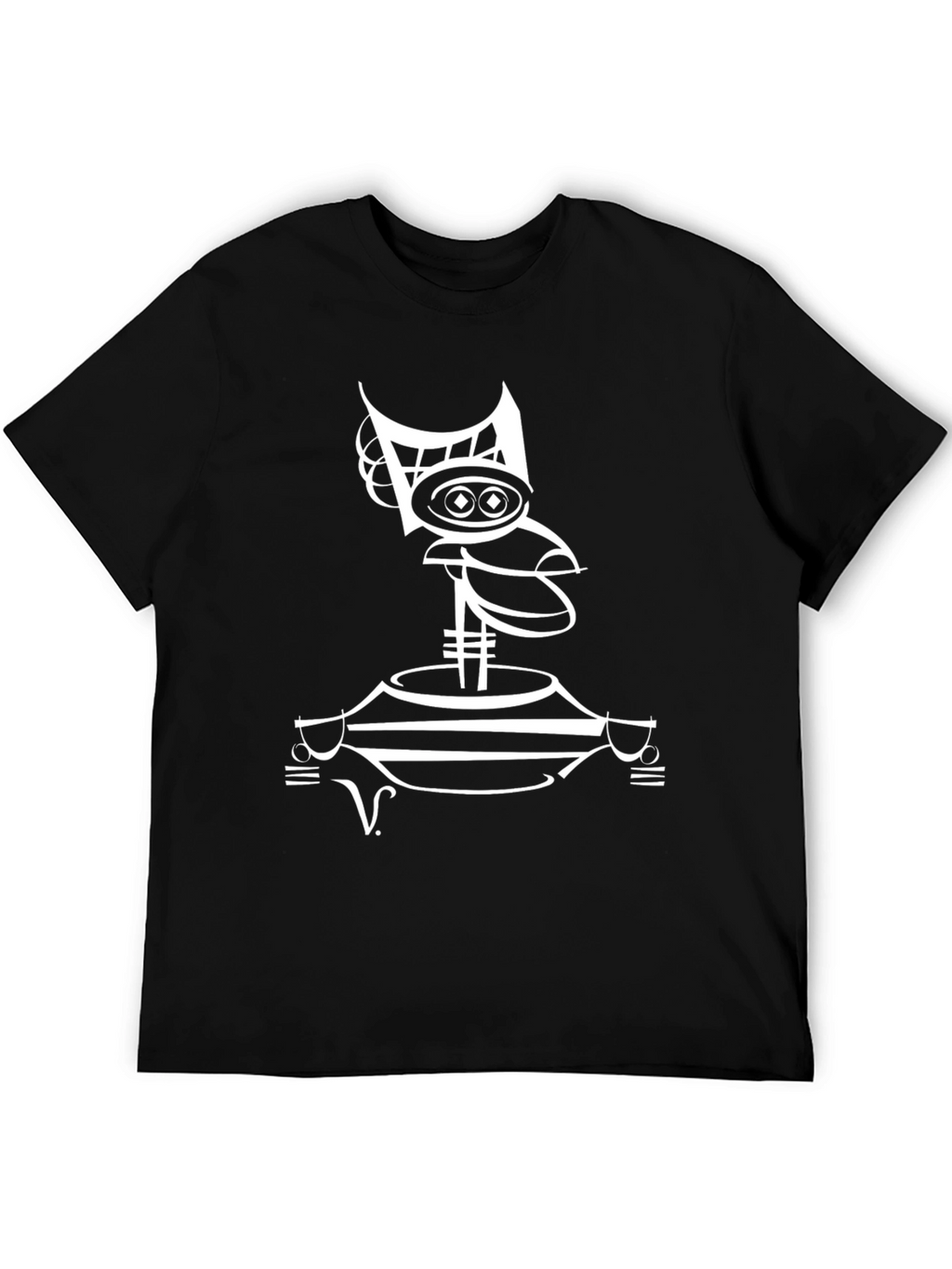 Abstract Robot Graphic Tee - Modern Black T-Shirt