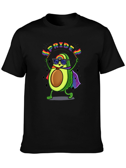 Pride Avocado T-Shirt - Black Crew Neck Cotton Tee