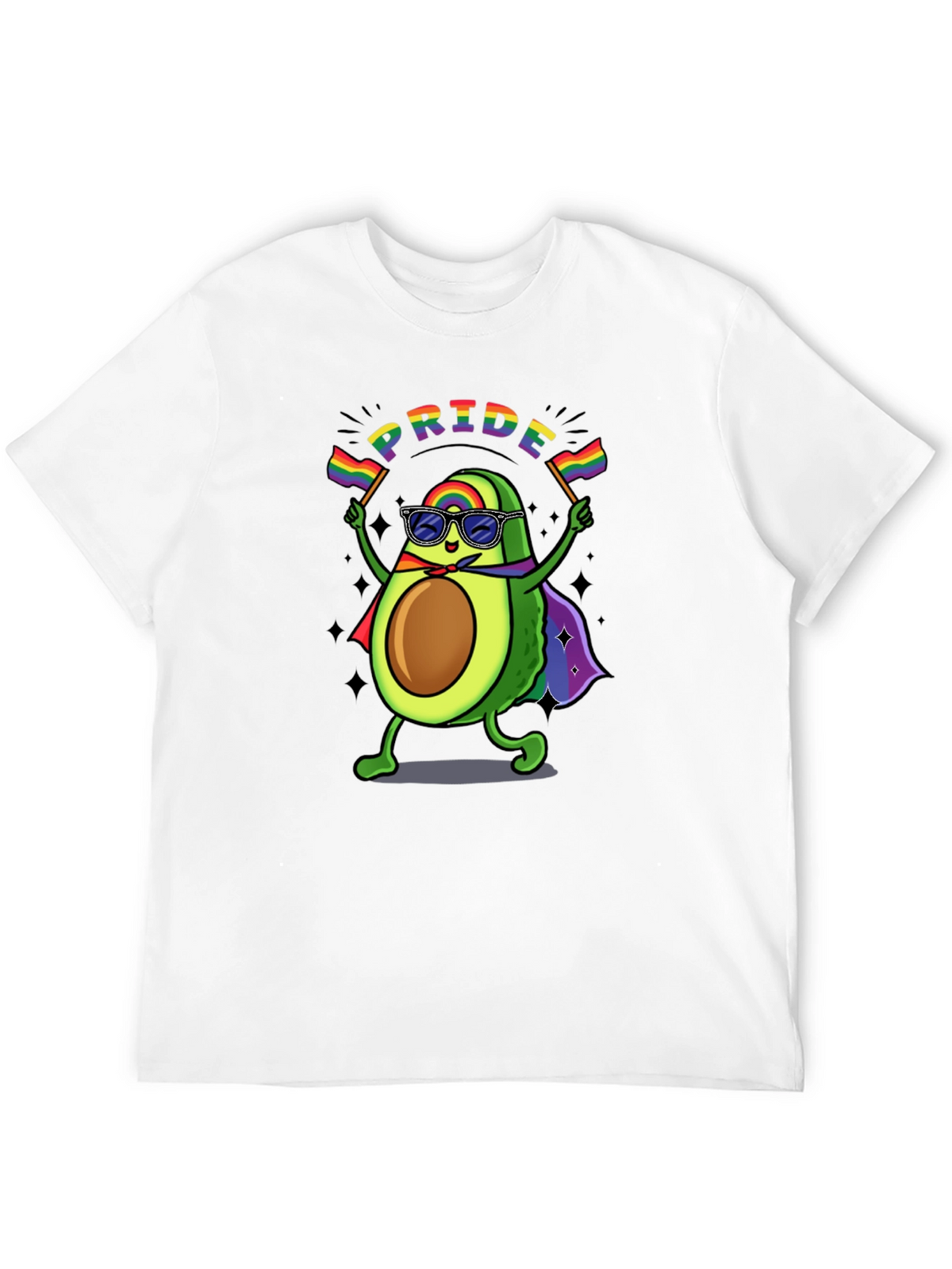 Pride Avocado T-Shirt - Black Crew Neck Cotton Tee