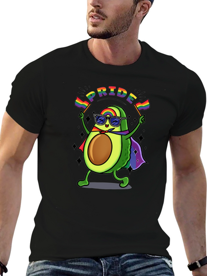 Pride Avocado T-Shirt - Black Crew Neck Cotton Tee