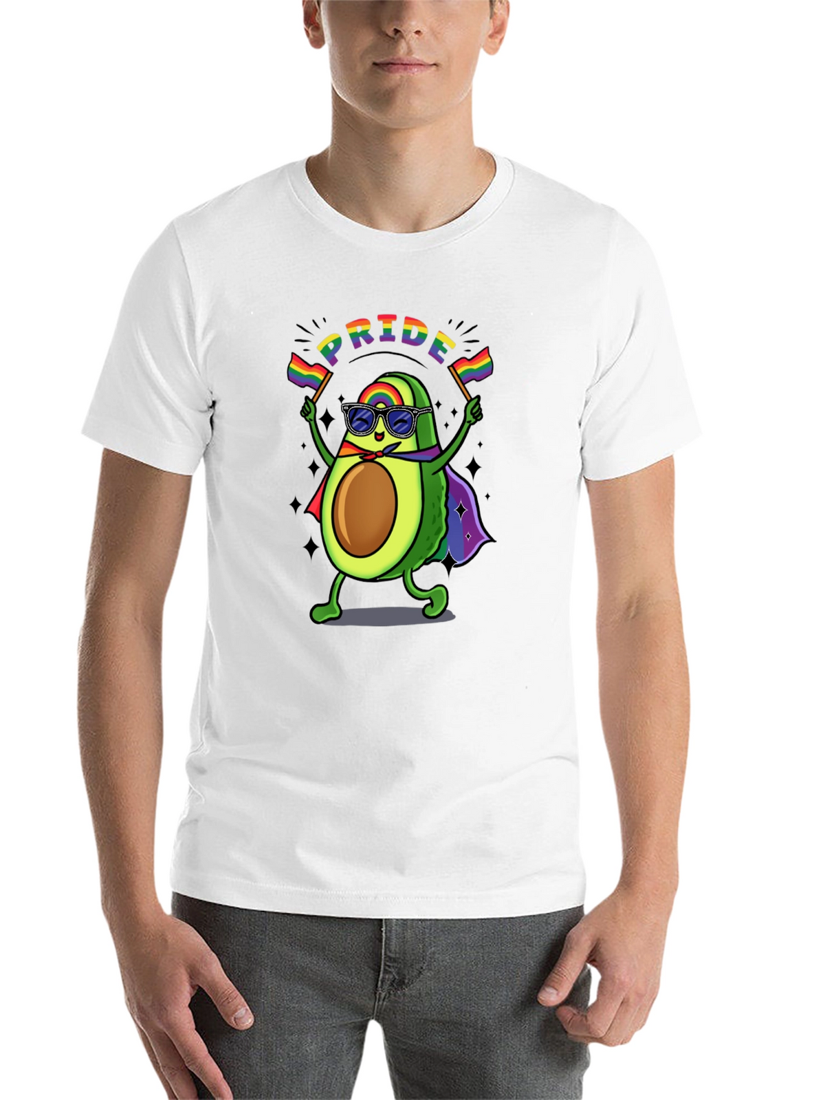 Pride Avocado T-Shirt - Black Crew Neck Cotton Tee