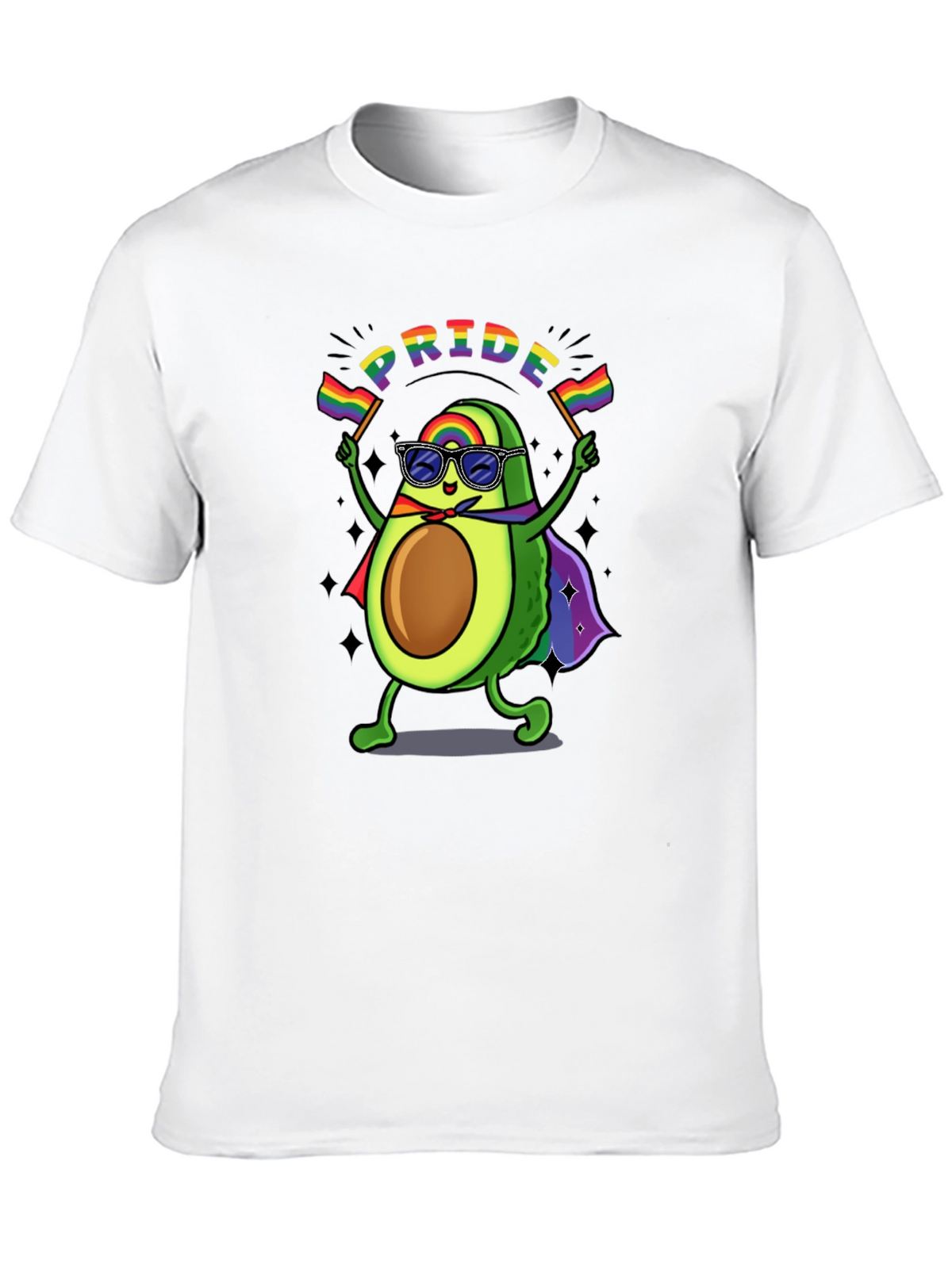 Pride Avocado T-Shirt - Black Crew Neck Cotton Tee