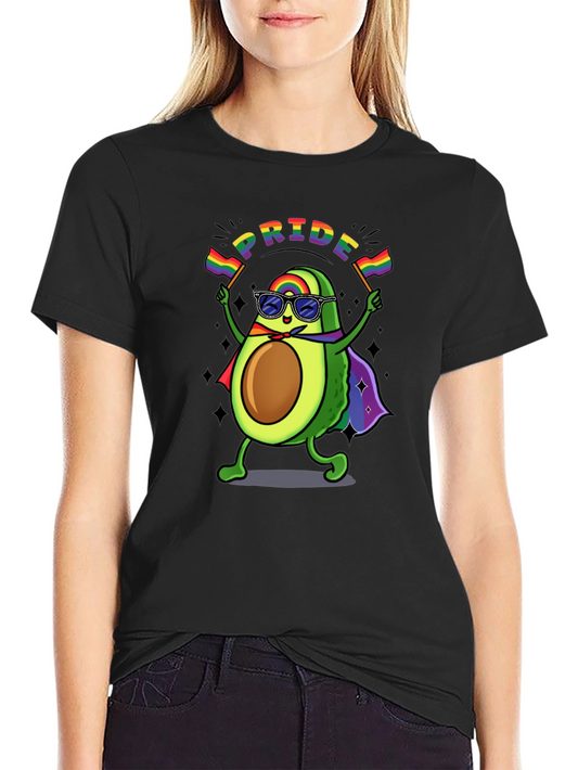 Pride Avocado T-Shirt - Black Crew Neck Cotton Tee