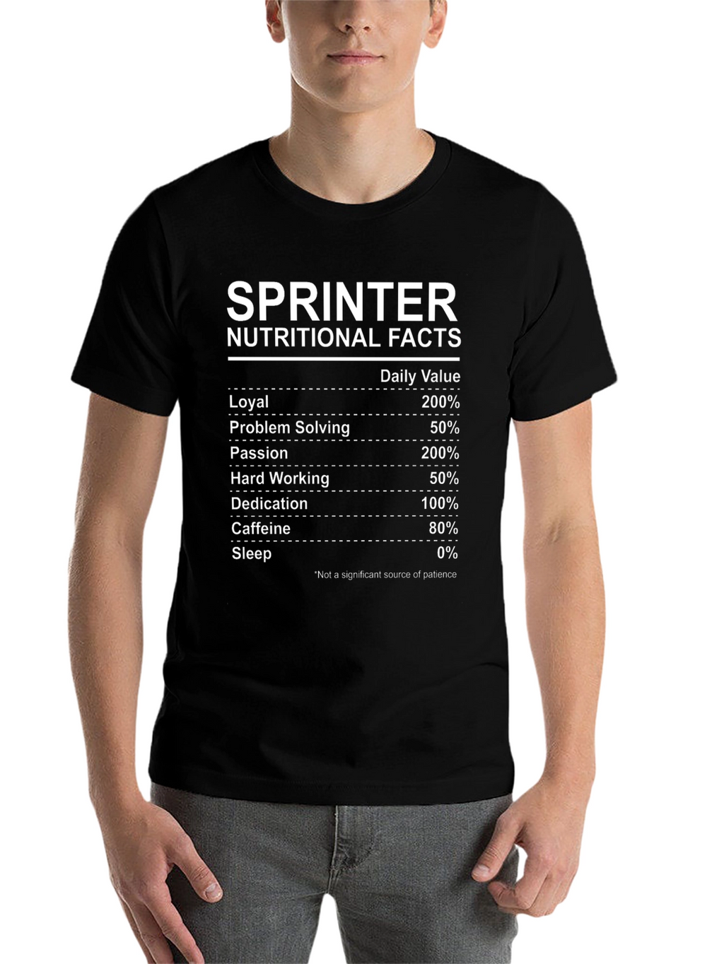 Sprinter Nutritional Facts T-Shirt - Funny Runner Tee