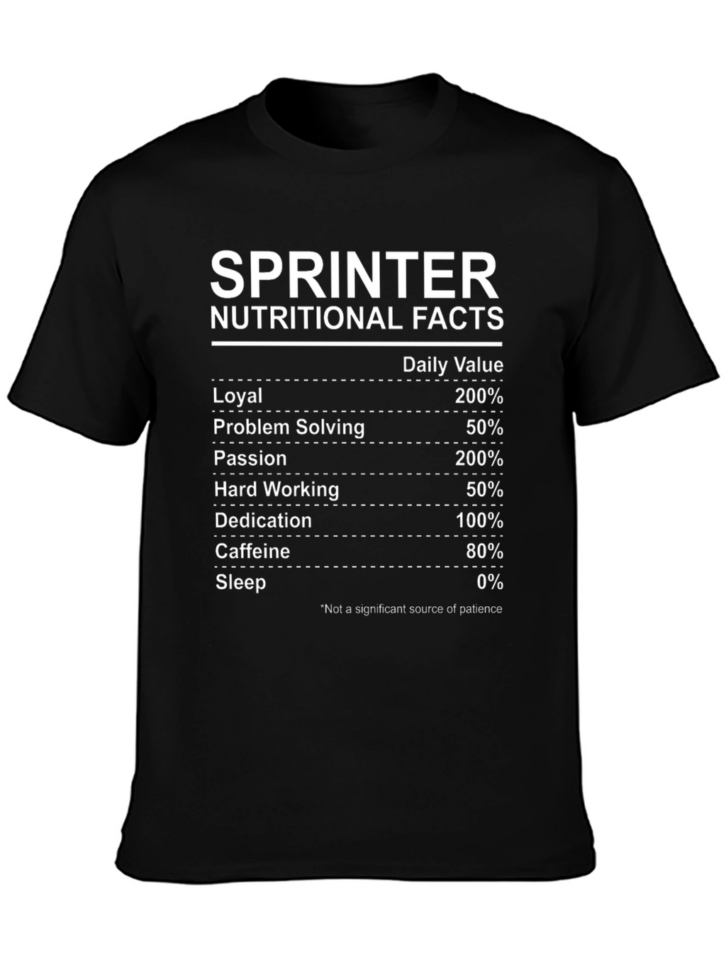 Sprinter Nutritional Facts T-Shirt - Funny Runner Tee
