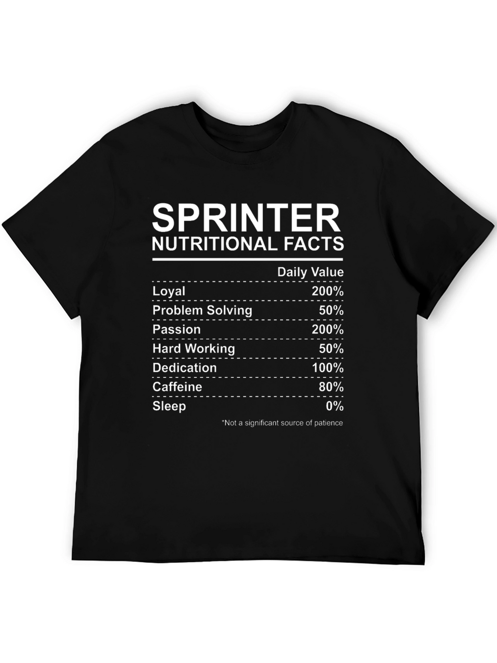 Sprinter Nutritional Facts T-Shirt - Funny Runner Tee