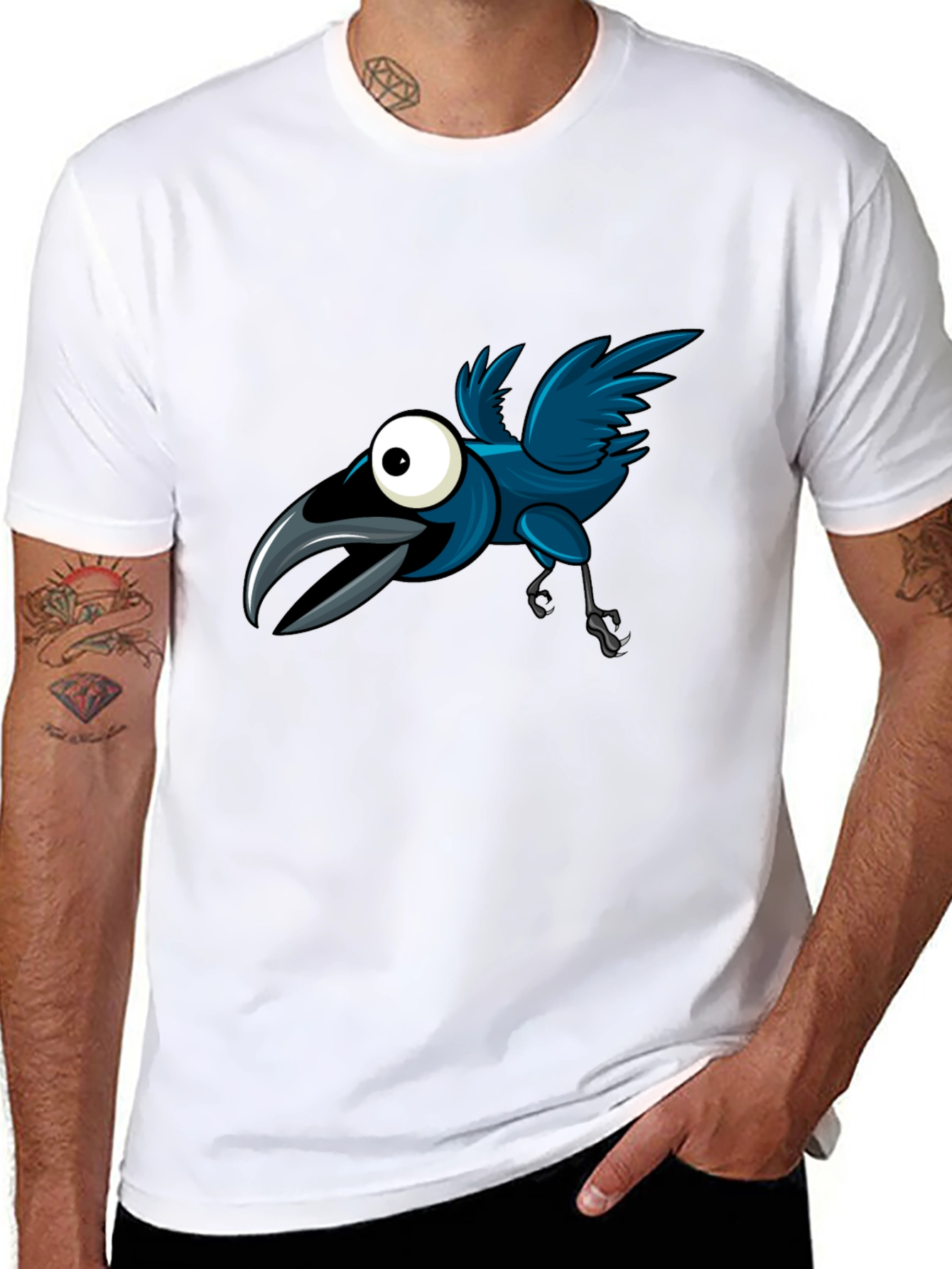 Cartoon Crow Graphic Tee - Fun & Unique Design