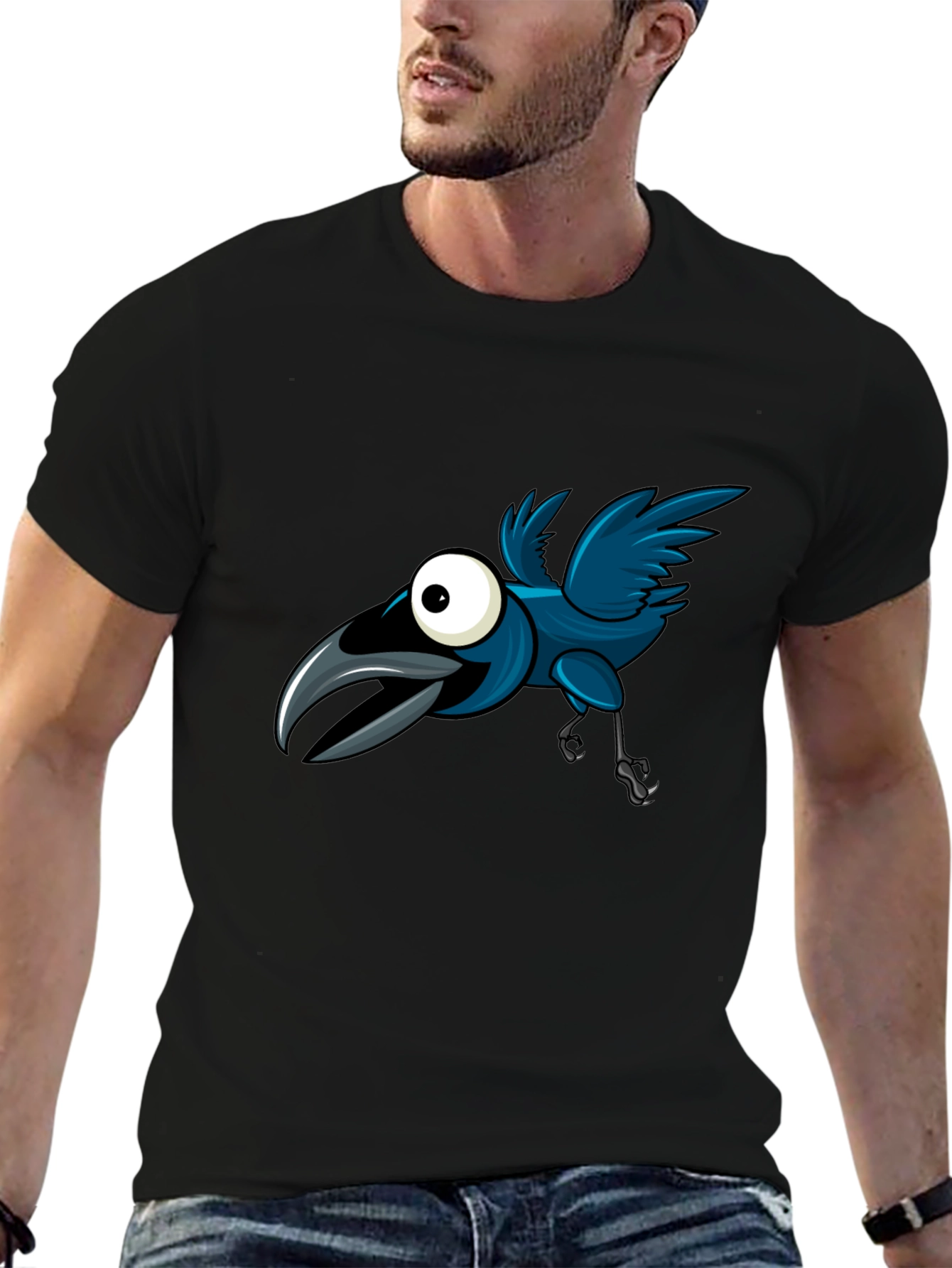 Cartoon Crow Graphic Tee - Fun & Unique Design