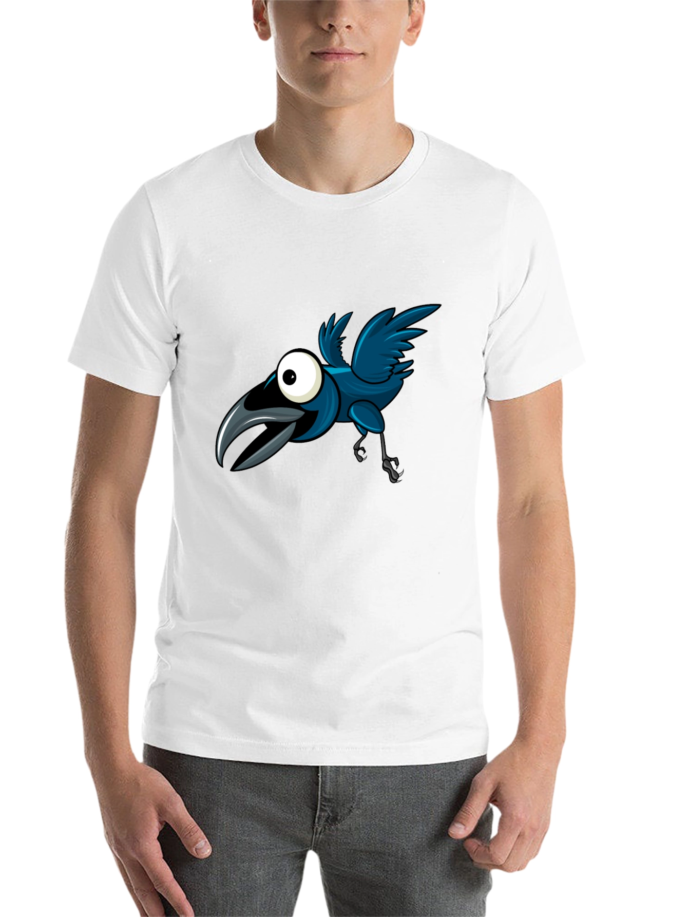 Cartoon Crow Graphic Tee - Fun & Unique Design