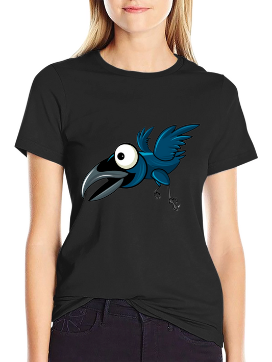 Cartoon Crow Graphic Tee - Fun & Unique Design