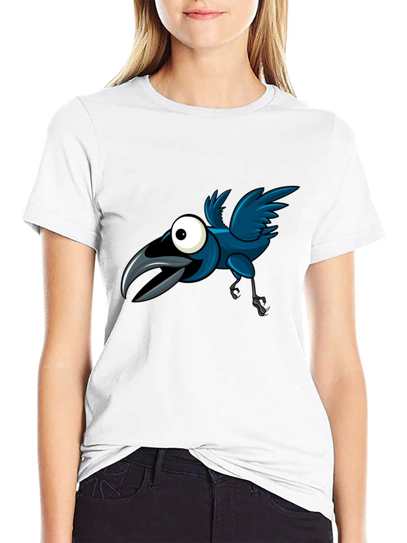 Cartoon Crow Graphic Tee - Fun & Unique Design