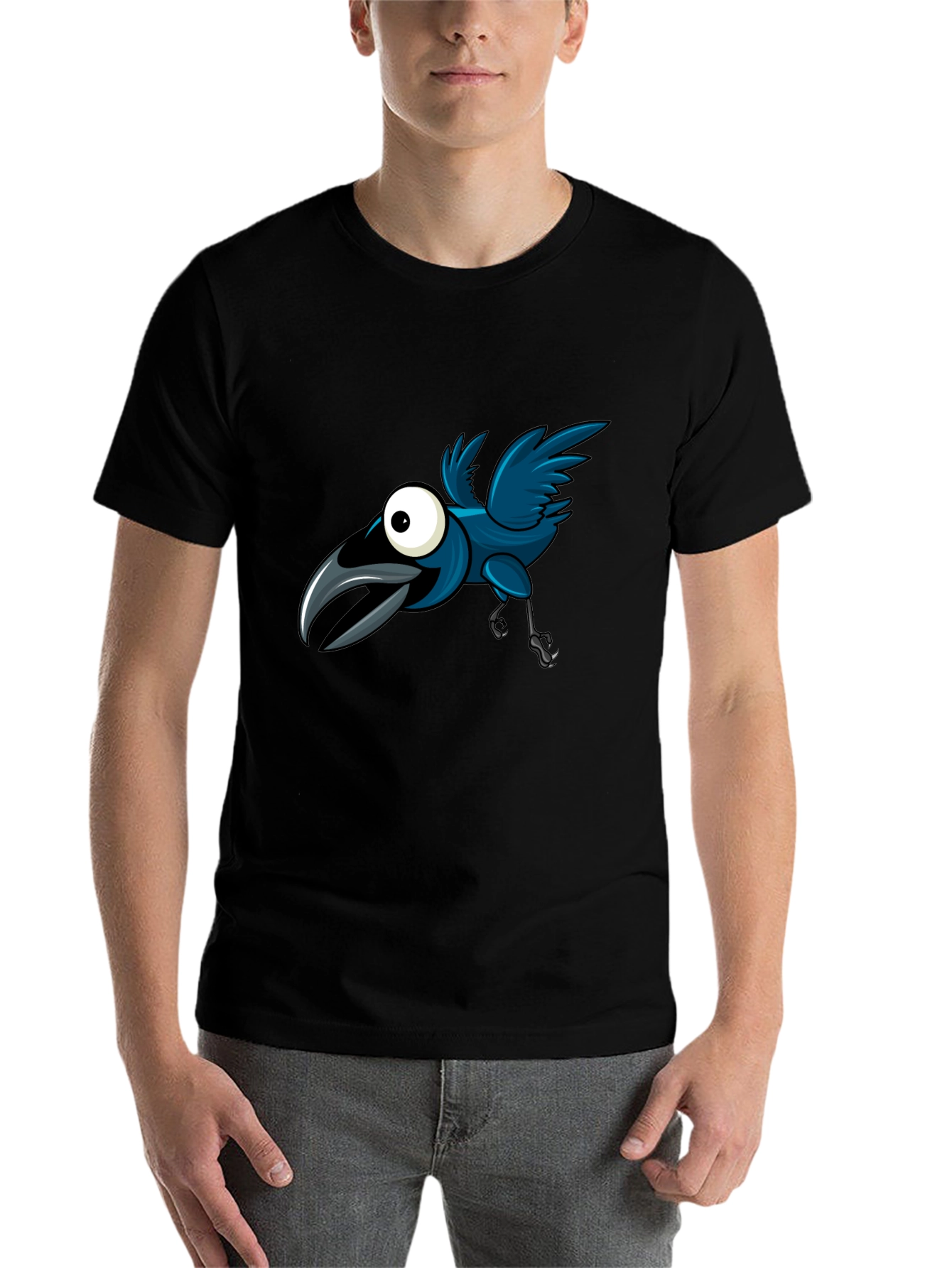 Cartoon Crow Graphic Tee - Fun & Unique Design