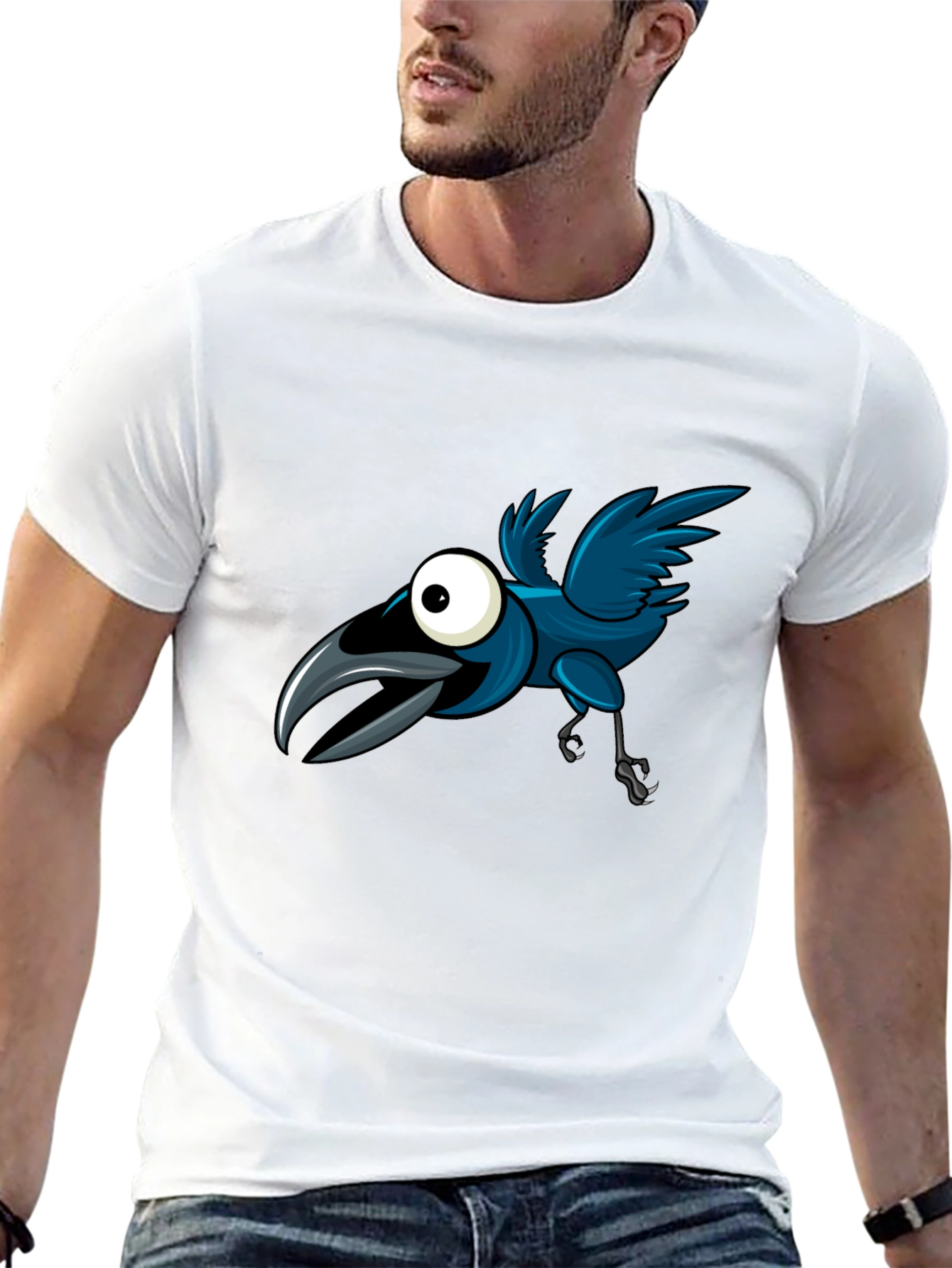 Cartoon Crow Graphic Tee - Fun & Unique Design