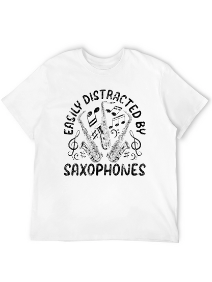 Easily Distracted by Saxophones Black Graphic Tee
