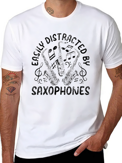 Easily Distracted by Saxophones Black Graphic Tee