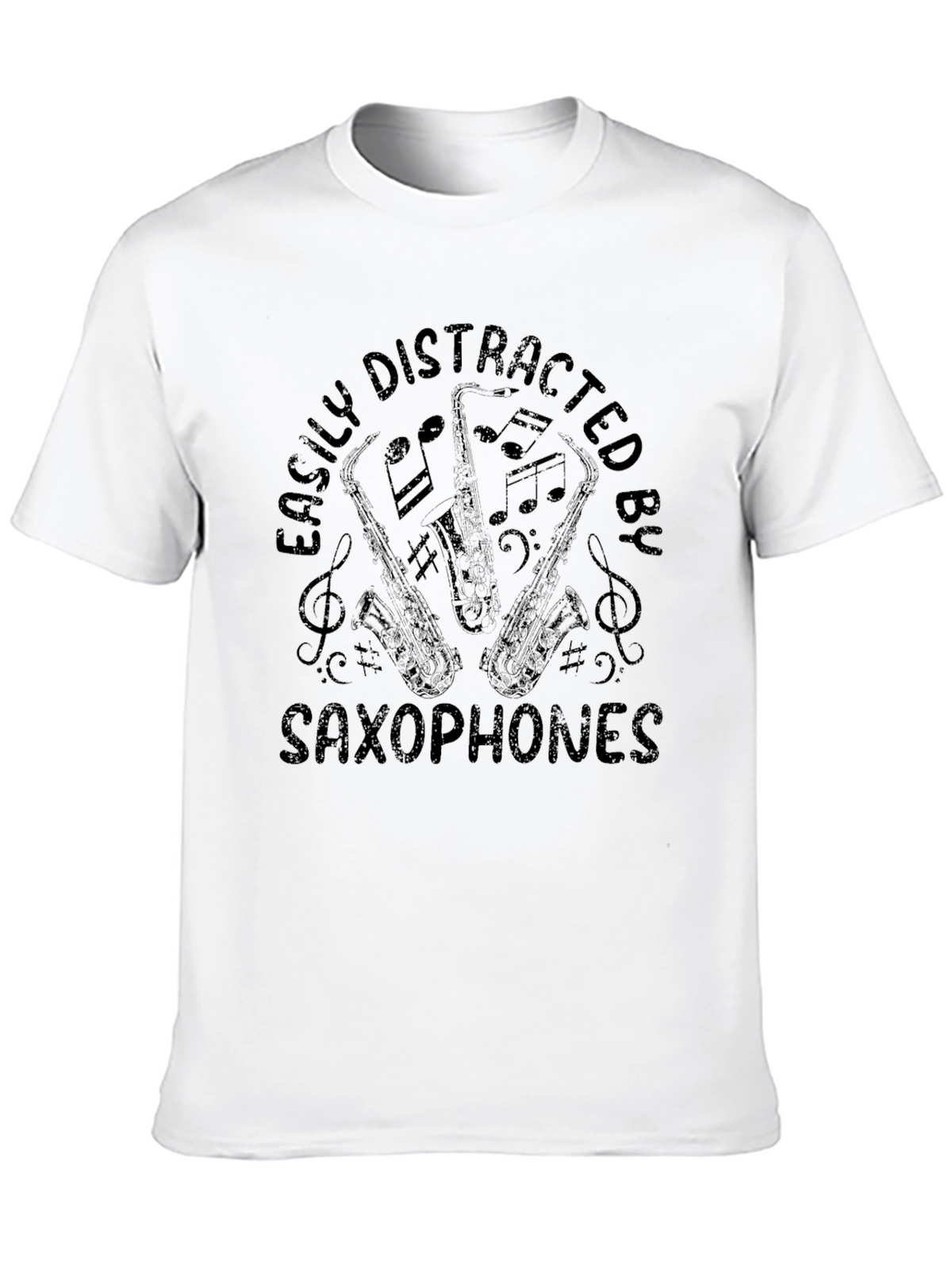 Easily Distracted by Saxophones Black Graphic Tee