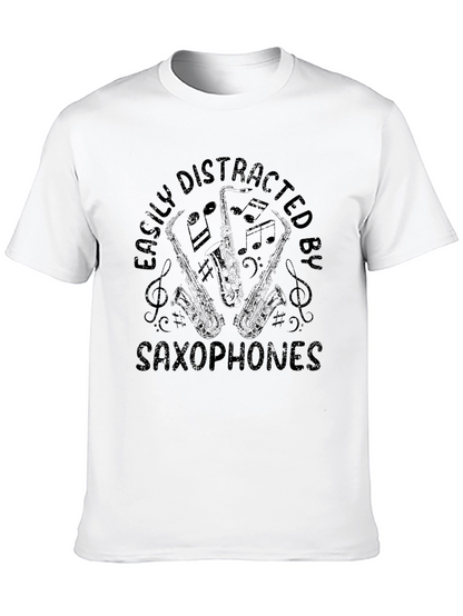 Easily Distracted by Saxophones Black Graphic Tee