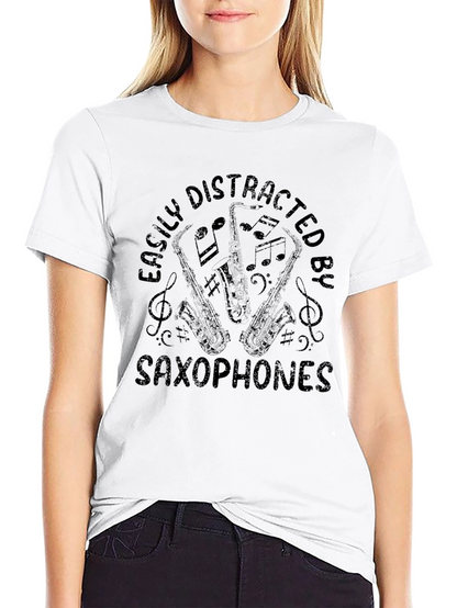 Easily Distracted by Saxophones Black Graphic Tee