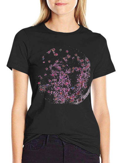 Abstract Floral Moon Black T-Shirt