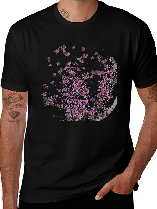 Abstract Floral Moon Black T-Shirt