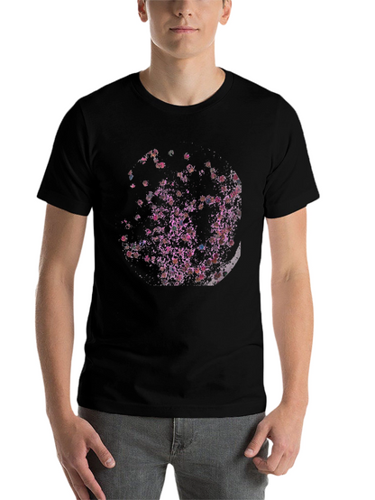 Abstract Floral Moon Black T-Shirt