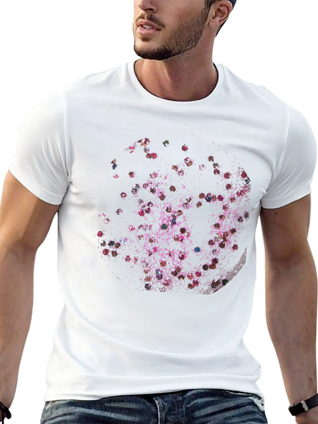 Abstract Floral Moon Black T-Shirt