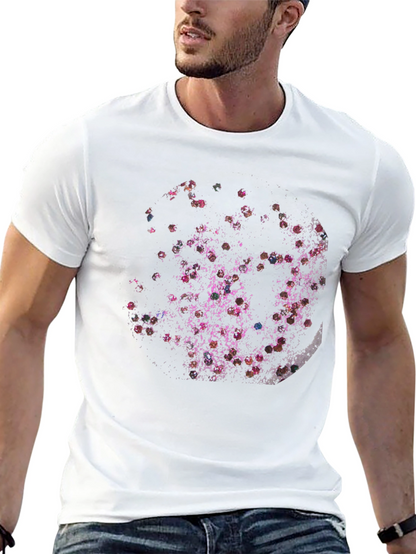Abstract Floral Moon Black T-Shirt
