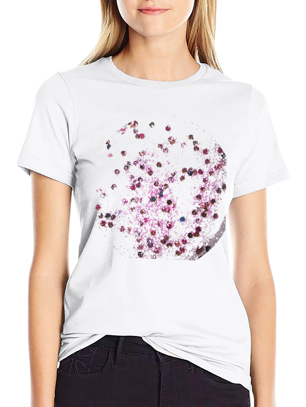 Abstract Floral Moon Black T-Shirt