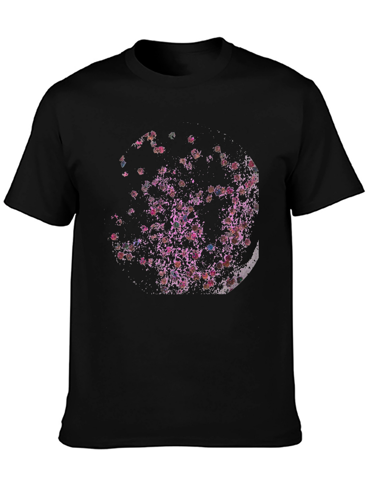 Abstract Floral Moon Black T-Shirt