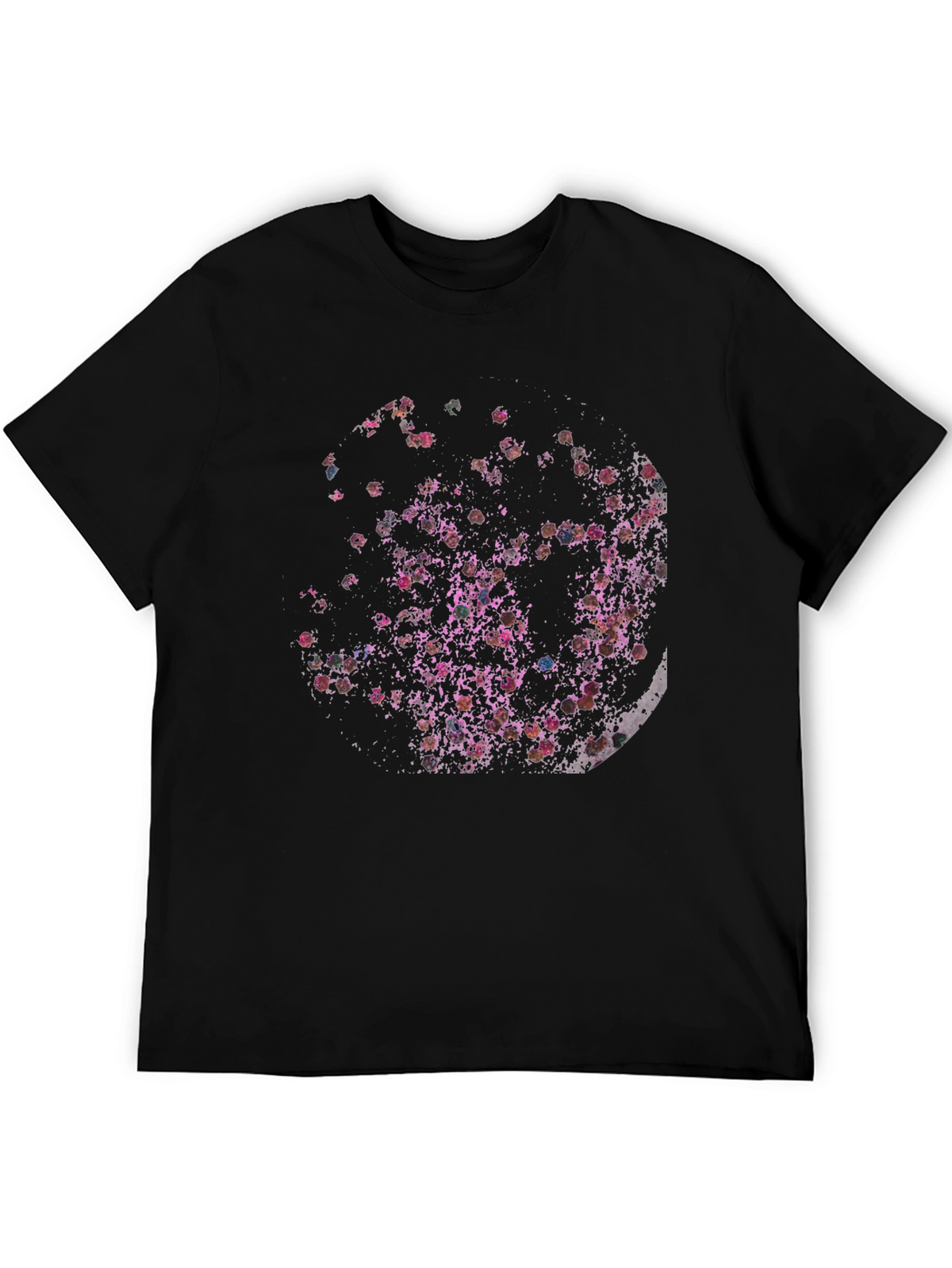 Abstract Floral Moon Black T-Shirt
