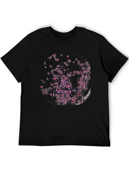 Abstract Floral Moon Black T-Shirt