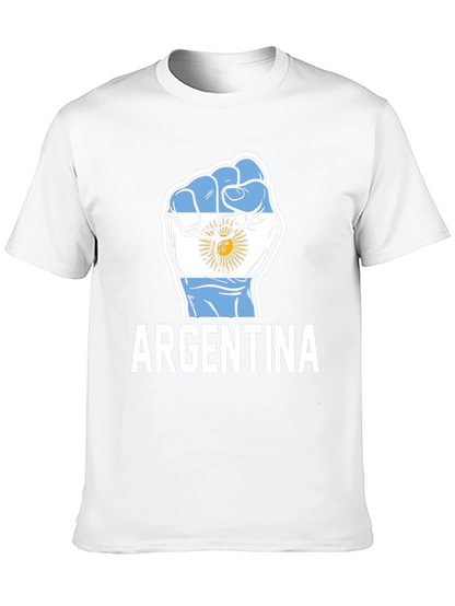 Argentina Flag Fist Graphic Black T-Shirt