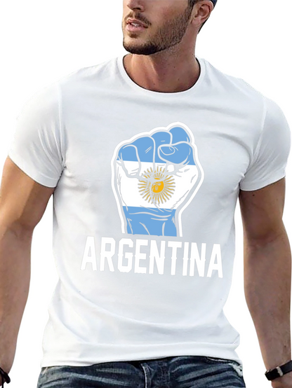 Argentina Flag Fist Graphic Black T-Shirt