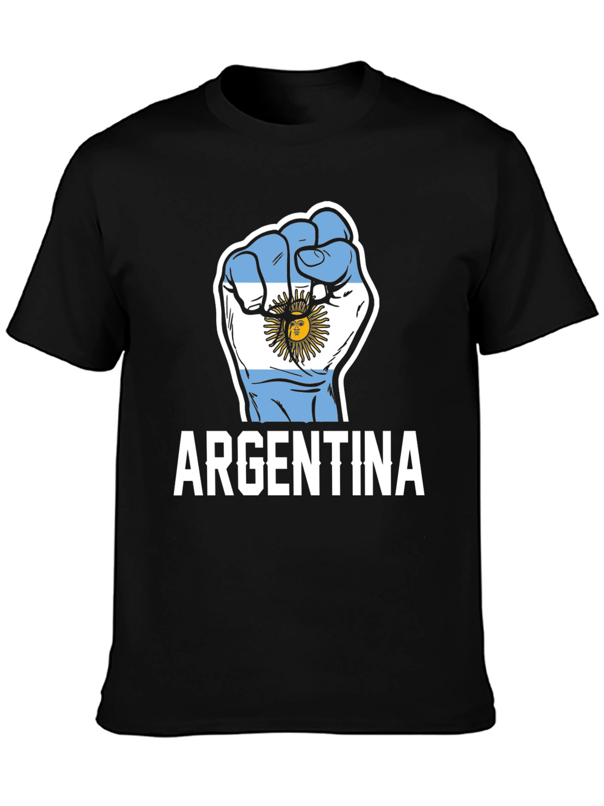 Argentina Flag Fist Graphic Black T-Shirt