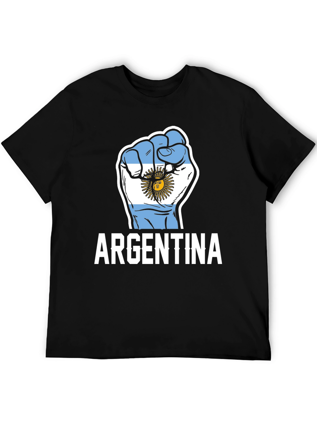 Argentina Flag Fist Graphic Black T-Shirt