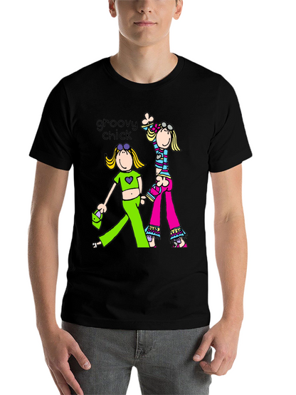 Groovy Chick Graphic Tee Retro Style Black T-Shirt