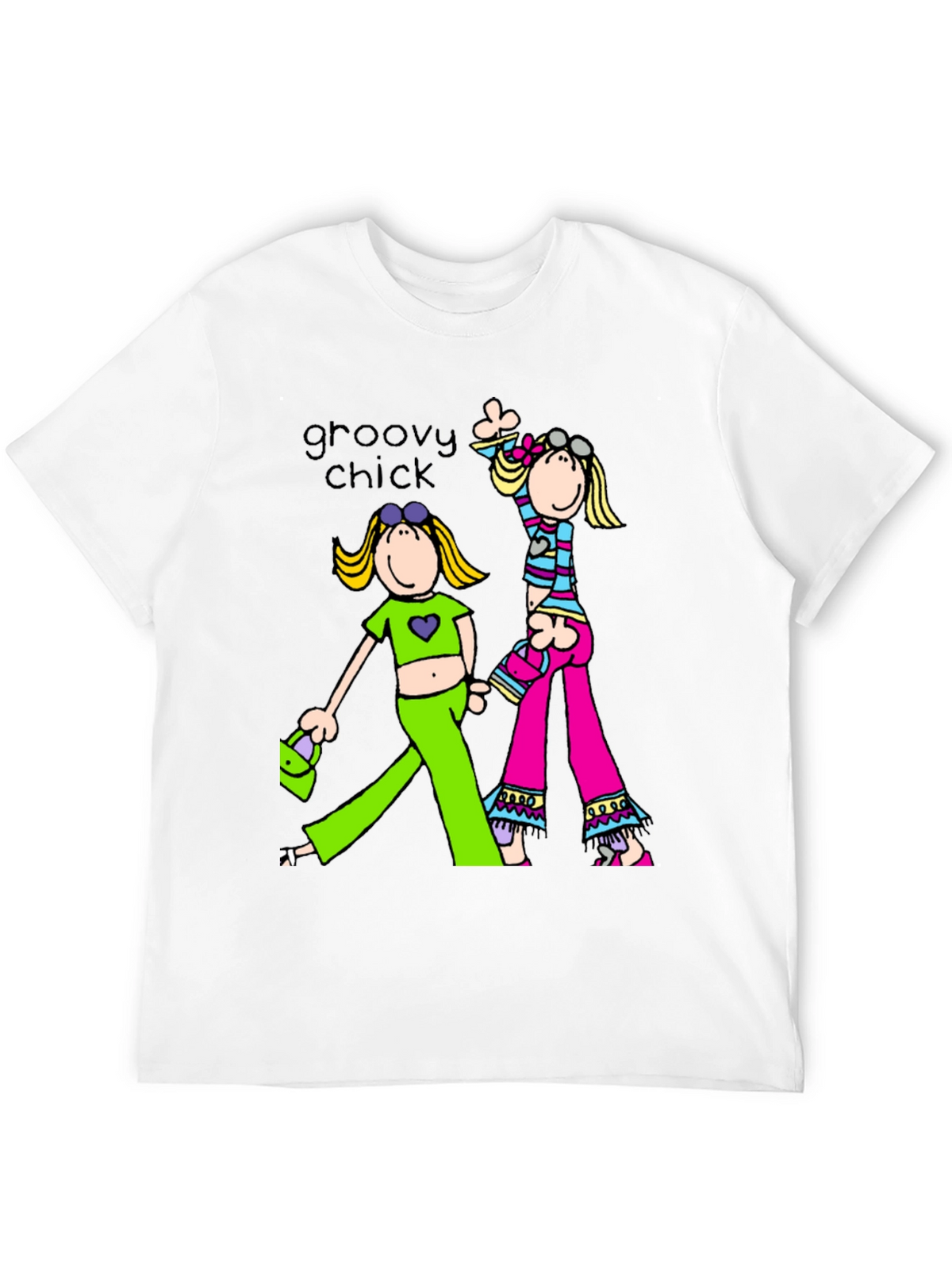 Groovy Chick Graphic Tee Retro Style Black T-Shirt