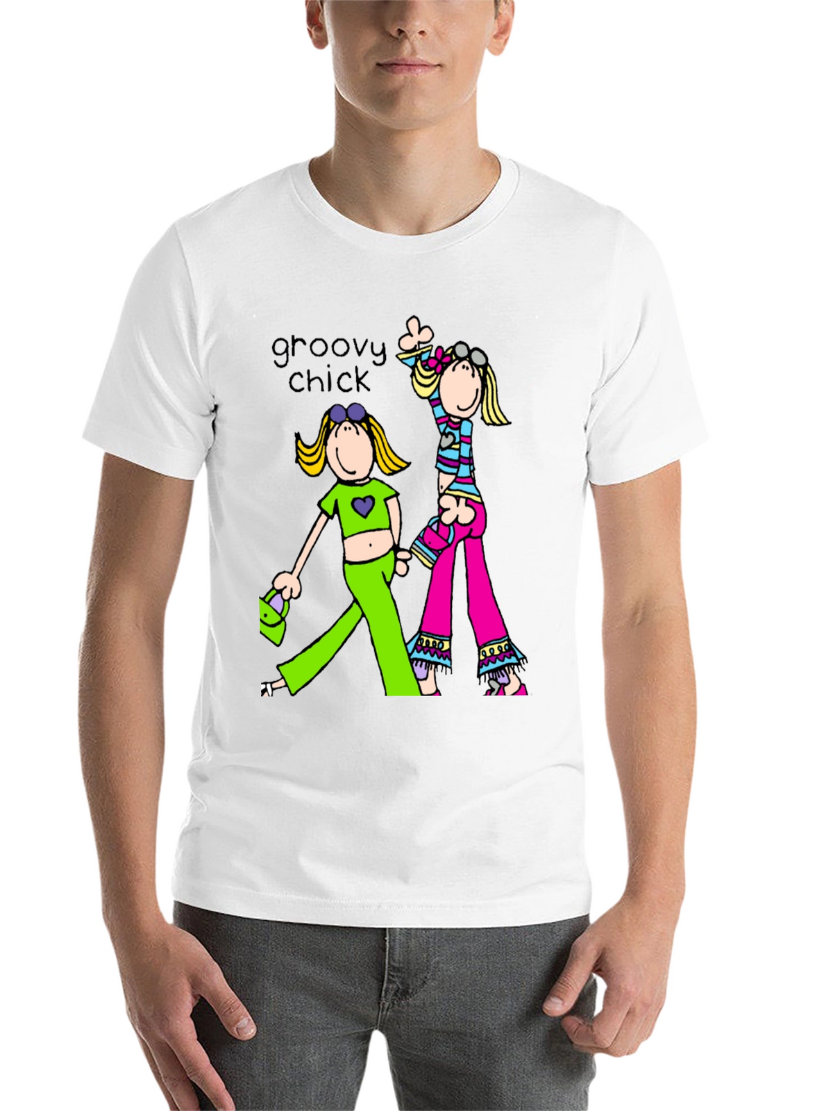 Groovy Chick Graphic Tee Retro Style Black T-Shirt