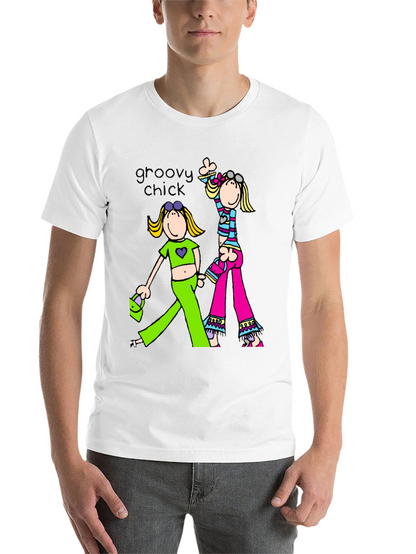 Groovy Chick Graphic Tee Retro Style Black T-Shirt