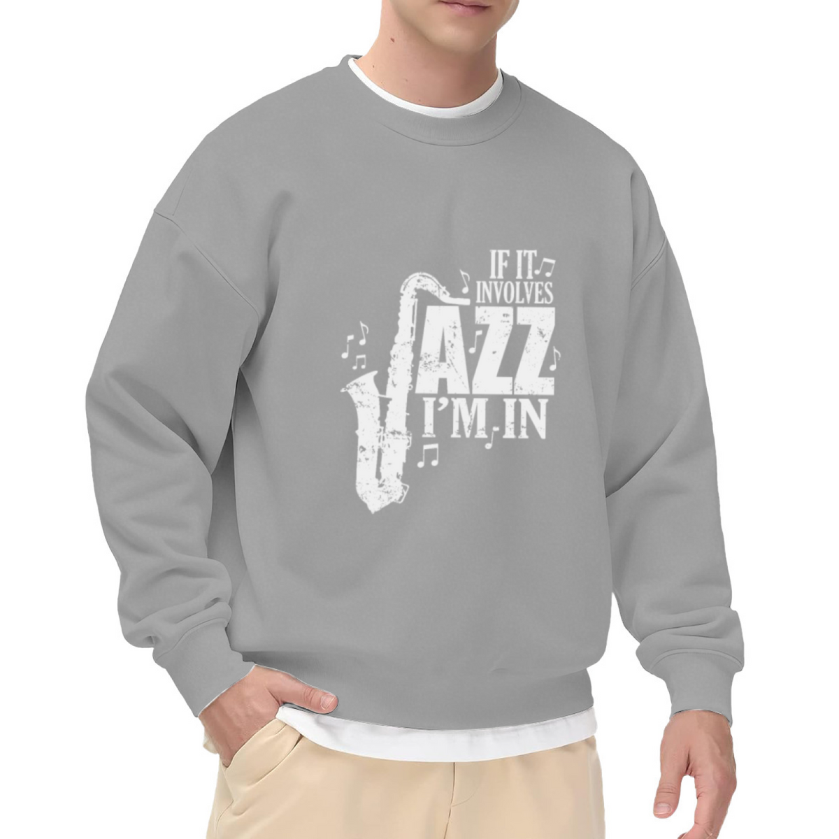 If It Involves Jazz I'm In Saxophone Music Crewneck Sweatshirt | Vintage Jazz Lover Pullover, Musician Gift