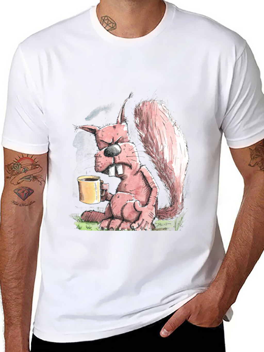 Grumpy Squirrel Coffee T-Shirt - Funny Novelty Tee