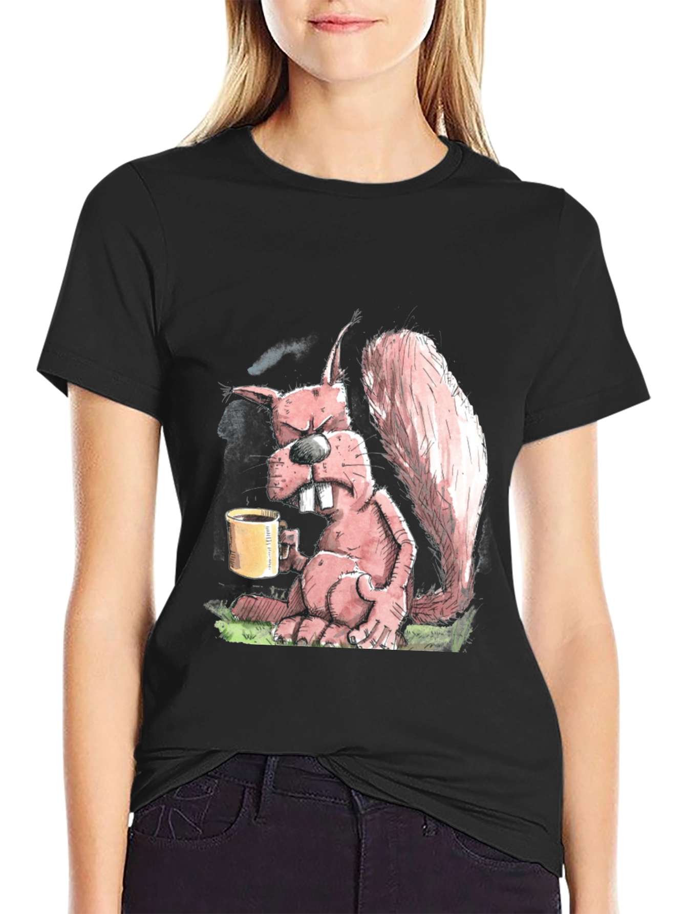Grumpy Squirrel Coffee T-Shirt - Funny Novelty Tee