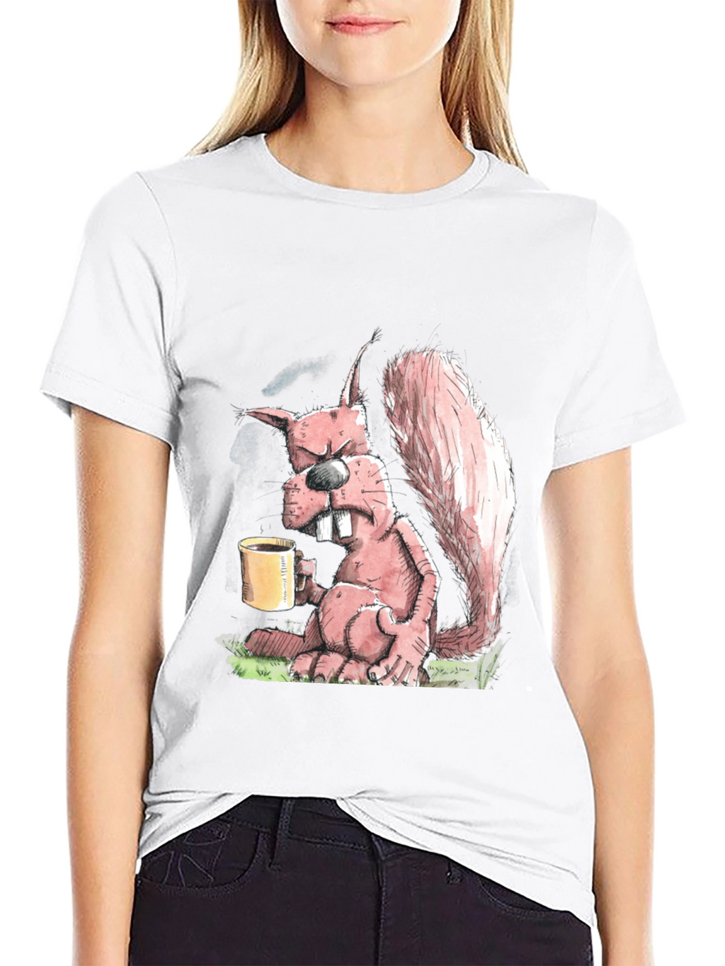 Grumpy Squirrel Coffee T-Shirt - Funny Novelty Tee