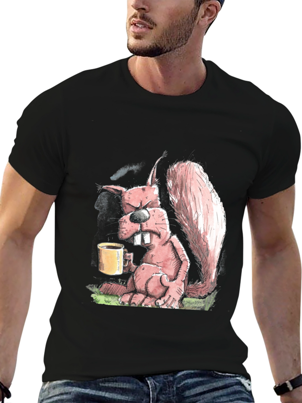 Grumpy Squirrel Coffee T-Shirt - Funny Novelty Tee