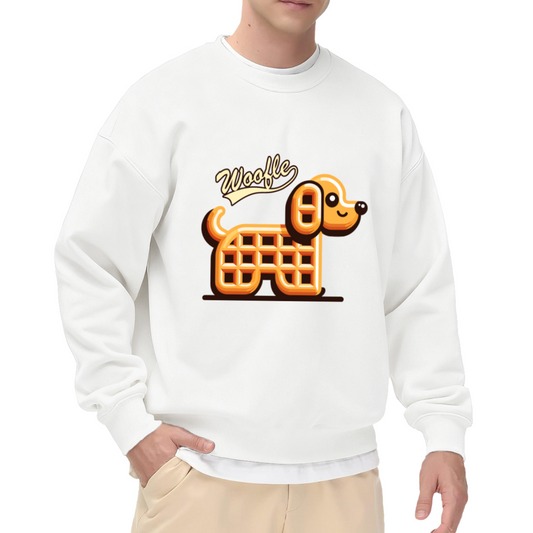 Woofle Waffle Dachshund Crewneck Sweatshirt Cute Retro Food Pun Graphic for Casual Wear