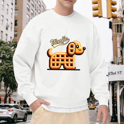 Woofle Waffle Dachshund Crewneck Sweatshirt Cute Retro Food Pun Graphic for Casual Wear