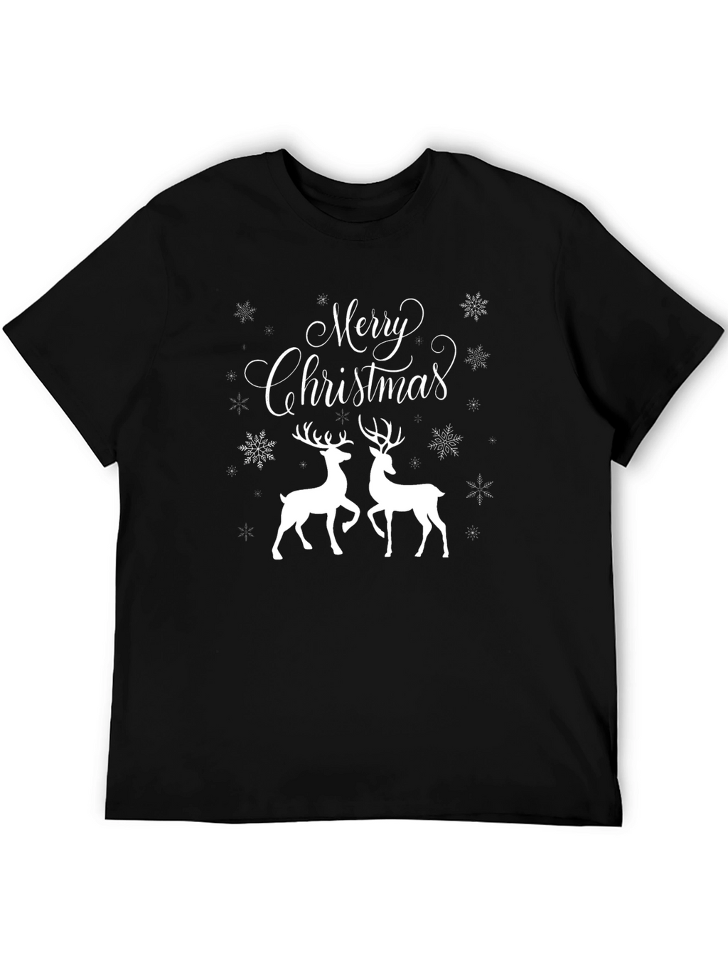 Merry Christmas Deer Graphic Tee - Holiday T-Shirt