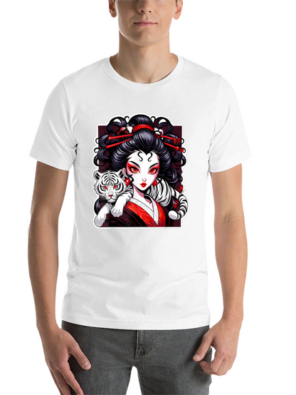 Geisha & Tiger Graphic Tee - Cool Artistic Design!