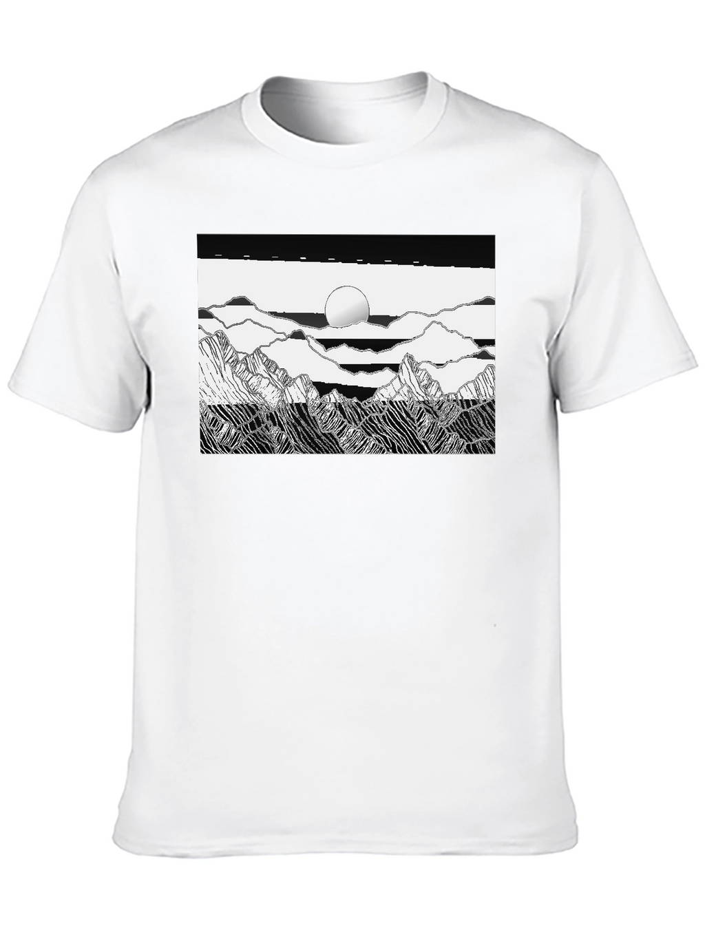 Black Graphic Tee - Mountain Scene Print