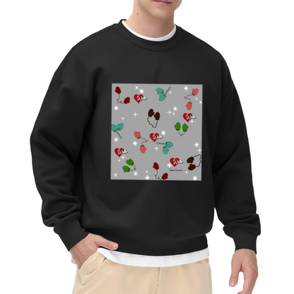 Winter Hearts and Mittens Crewneck Sweatshirt, Cute Snowflake Graphic Design